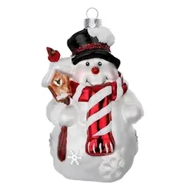 Inges Glas Christbaumschmuck Fröhlicher Schneemann Glas, 12,5 cm