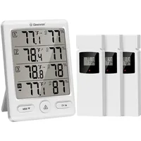 Geevon Funk Thermometer Innen Außen mit 3 Fernsensoren, Thermometer Hygrometer Feuchtigkeit Digital, Temperatur und Luftfeuchtigkeitsmesser mit 60M/200FT Reichweite
