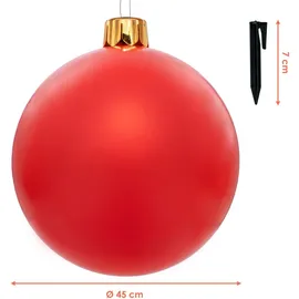 Spetebo Riesen Weihnachtskugel aufblasbar 45 cm - Innen und Außen - Farbe: rot - Rot