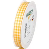 Halbach Seidenbänder Premium Vichy Karo Geschenkband (gelb) | Breite 15mm Länge 25m | Karoband made in Germany | kariertes Schleifenband in vielen Farben