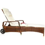 MuCoLa Rattan Loungeliege verstellbar Sonnenliege Polyrattan Lounge Gartenliege Braun