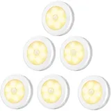Led-schrankleuchte, 6er-pack Nachtlicht-schrankleuchten, Led-beleuchtung Mit Bewegungsmelder Und Magnetfuß, Für Treppen, Küche, Vitrinen Und Schränke (batteriebetrieben), Warmweißes Licht