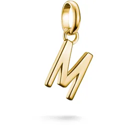 Charm Buchstabe THOMAS SABO "Charm Alphabet/Buchstabe - Connect", gold (gelbgoldfarben), Charms, Damen, M, Silber 925, recycelt
