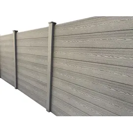 prestige home living outdoor WPC Sichtschutzzaun 5x Zaunelement + 6x Pfosten - 8,9m - Grau