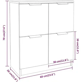 vidaXL Sideboards 2 Stk. Weiß 60x30x70 cm Holzwerkstoff