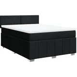 vidaXL Boxspringbett mit Matratze Schwarz 140x200 cm Stoff