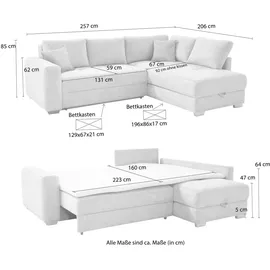 luma-home Eckcouch Cord 2-Sitzer Dunkelgrau