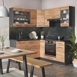 Vicco Winkelküche Fame-Line L-Form 160 x 190 cm Goldkraft Eiche/Anthrazit