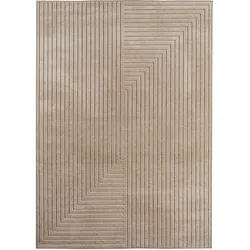 Teppich Balkon Skandinavischer 3D-Design Pflegeleicht Waschbar Strapazierfähig Terrasse Küche Beige 120x170 cm – ENGADIN von Kadima Design