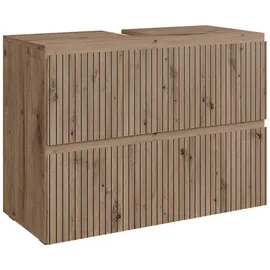 Vicco Waschbeckenunterschrank Takumi 2 Schubladen 80 x 58 x 35 cm Braun