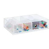 Relaxdays Schubladenbox 25 x 17,5 x 6 cm 18-tlg. transparent
