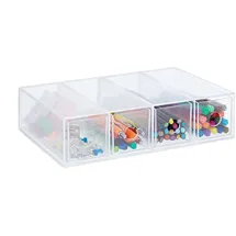 Relaxdays Schubladenbox 25 x 17,5 x 6 cm 18-tlg. transparent