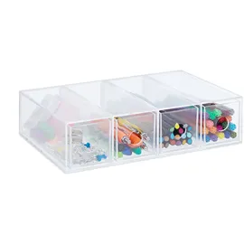 Relaxdays Schubladenbox 25 x 17,5 x 6 cm 18-tlg. transparent