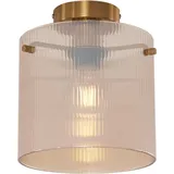 QAZQA - Art Deco Art-Deco-Deckenleuchte I Deckenlampe I Lampe I Leuchte Messing mit Bernsteinglas - Laura I Wohnzimmer I Schlafzimmer - Rund - LED ... - Gold