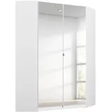 Rauch Möbel Nidda, Eckschrank mit 2 Spiegeltüren, Eckkleiderschrank Kleiderschrank Schrank mit Stauraum, Drehtürenschrank, 2-türig, Farbe Alpinweiß, 117x197x104cm
