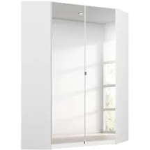 Rauch Möbel Nidda, Eckschrank mit 2 Spiegeltüren, Eckkleiderschrank Kleiderschrank Schrank mit Stauraum, Drehtürenschrank, 2-türig, Farbe Alpinweiß, 117x197x104cm