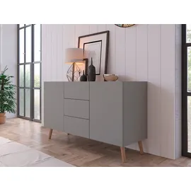 Home Affaire Sideboard Scandi 119,8 x 71,8 x 41,8 cm Platin Grau / Jackson Hickory