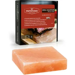 FRITZTOWN Deluxe XL Grill Salzstein - 20x20x5 cm - 4,5 kg - Extra Stark - Feiner Geschmack durch Kristallsalz