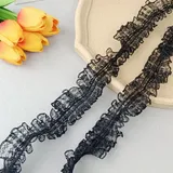 Wambere 10 Yards 4,5cm Rüschenband Spitzenband Spitzenborte Spitzenbordüre Dekoband Zierband Spitzenstoff Spitzen Borten Bänder für Nähen DIY Handwerk Hochzeit Deko Scrapbooking Geschenkbox,Schwarz