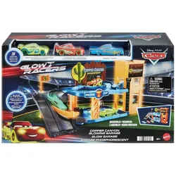 Mattel HPX75 - Disney Pixar Cars - Copper Canyon Leuchtende Garage Spielset – Rennspaß im Dunkeln!
