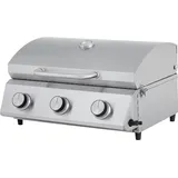 Tarrington House 3-Brenner Tisch-Gasgrill Cathan, Edelstahl, 62 x 47 x 35 cm, Thermometer, silber
