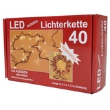 Buri Außenlichterkette 40 LED Lichterkette warm weiß Außenbeleuchtung Weihnachtslicht