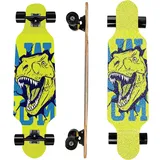31" Longboard 7 Schichten Skateboard Pro Kompletter Cruiser für Cruising, Carving, Free-Style und Downhill mit T-Tool (Dinosaurier)