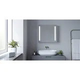 AQUABATOS® Badezimmer Spiegelschrank 65 x 60 cm mit LED Beleuchtung Badezimmerschrank Aluminium Badschrank drehbar innen verspiegelt IR-Sensor dimmbar antibeschlag Kaltweiß Licht 6400 Kelvin