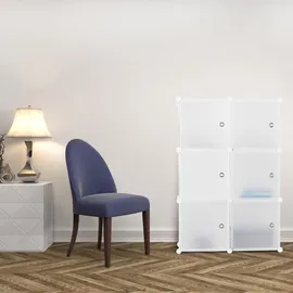 Relaxdays Regalsystem mit 6 Türen, DIY, Cubes, Grifföffnungen, Raumteiler, Badregal, Kunststoff, HBT: 105x70x35 cm, weiß