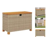 vidaXL Gartentruhe Beige 80x40x48 cm Poly Rattan Akazienholz