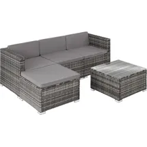 Tectake Lignano Rattan Lounge 5-tlg. Grau