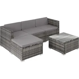 Tectake Lignano Rattan Lounge 5-tlg. Grau