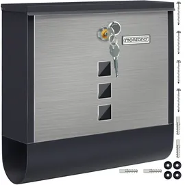 monzana Briefkasten Schwarz-Silber inkl. Zeitungsfach