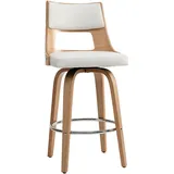 miliboo Barhocker skandinavisch Weiß helles Holz Garbo