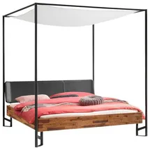 Hasena Himmelbett, Anthrazit, Braun, Akazie, Holz, Akazie, massiv, Höhe ca. 22 cm, 140x200 cm, gepolstertes Kopfteil, in verschiedenen Größen erhältlich, Schlafzimmer, Betten, Einzelbetten