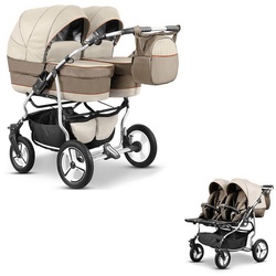 Elcar Zwillingswagen Zwillingskinderwagen 2 in 1 Twin Star - 10 Teile - in 16 Farben beige|braun|orange