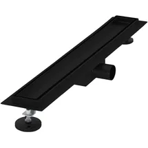 luxebath Duschrinne 60 cm 2in1, befliesbar extra flach, Edelstahl, Schwarz,