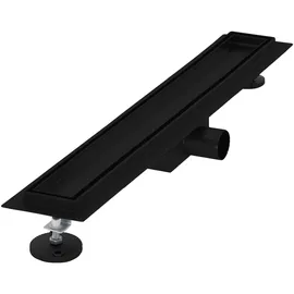 luxebath Duschrinne 60 cm 2in1, befliesbar extra flach, Edelstahl, Schwarz,