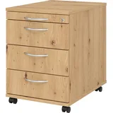 bümö Rollcontainer mit Schubladen, Container abschließbar aus Holz in Asteiche - Rollwagen für's Büro als Schreibtisch Unterschrank, Bürocontainer