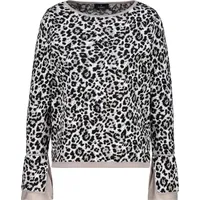 Monari Rundhalspullover Sweatshirt Leo-Print Grau 42