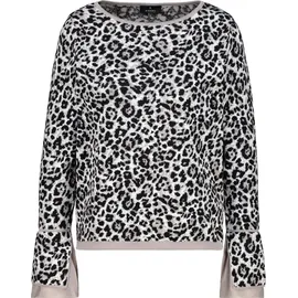 Monari Rundhalspullover Sweatshirt Leo-Print Grau 42