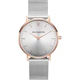 Paul Valentine Damen Armbanduhr - Rose Gold Silver Sunray Mesh