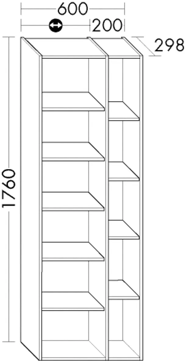 Burgbad Hochschr.Sys30 PG4 Sana 1760x600x298 Eiche Authentic, HSBZ060RF6566 HSBZ060RF6566
