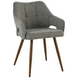 Livetastic Armlehnstuhl, Grau, Holz, Metall, Textil, Pappel, Sperrholz, Rundrohr, 55x80x60 cm, Esszimmer, Stühle, Esszimmerstühle, Armlehnenstühle