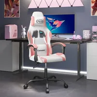 VidaXL Gaming-Stuhl Drehbar Weiß und Rosa Kunstleder