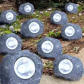 GLOBO 10er Set LED Solar Außenleuchte Stein grau Garten Dekoleuchte Gartenlampe Außendekoration