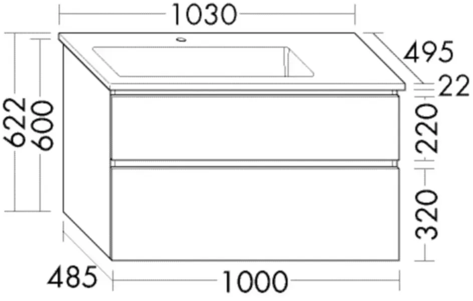 Burgbad Keramik Waschtisch-Set Lin20 Acryl/Lack Matt Schilf Matt/Schwarz Matt, SGHH103F5378C0038 SGHH103F5378C0038