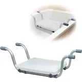 Badewannensitz, Hängender Badewannensitz, Verstellbar Von 72 Bis 82 Cm, Duschhocker, Badebrett Für Badewanne, Rutschfeste Füße, Badewannenbank Für Erwachsene Mit Griff