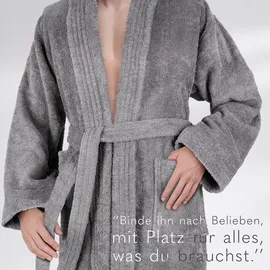 hammetex Herrenbademantel HAMMETEX "hergestellt aus 100% Baumwolle – 380 g/m2 Frottee, mit Taschen" Gr. S, hellgrau, S, Baumwolle, Hausmäntel, saugfähig & Weich
