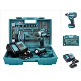 Makita DTD 152 SA2X5 inkl. 2x Akku 2,0 Ah + Ladegerät + 101 tlg. Zubehör Set + Koffer